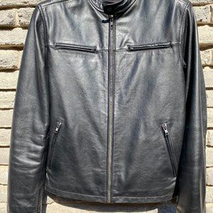 Danier Motorcycle Leather Jacket, Black, size M (UK 40)
